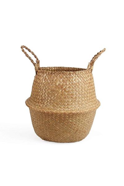 Generic BlueMake Woven Seagrass Belly Basket for Storage, Plant Pot, Laundry, Picnic and Grocery (Small, Or