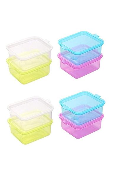 Generic Goldedge 8 pc Rectangle food Storage Plastic Containers for Cookies Chips And Medical Tablets