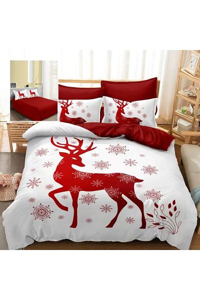 Ralex Christmas Bedding Set Finet 3D, 6 pieces, 220 x 230 cm, Red