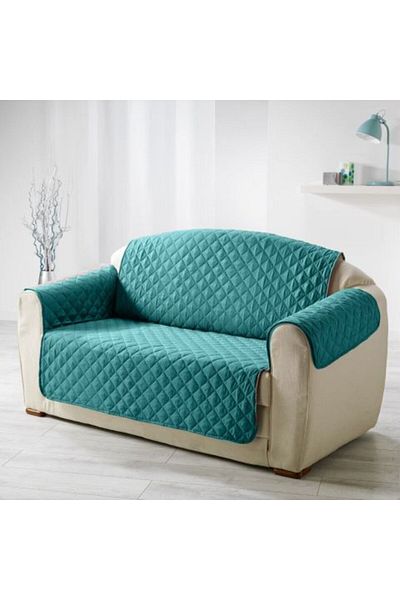 Ralex Husa canapea 2 locuri tip cuvertura matlasata 130 x 205 cm cu laterale, reversibila, Turcoaz