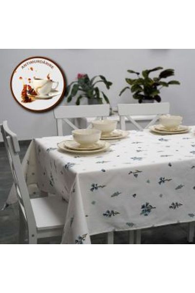 Ralex Stain-resistant Tablecloth 100% Cotton 140 x 180 cm, Modern White