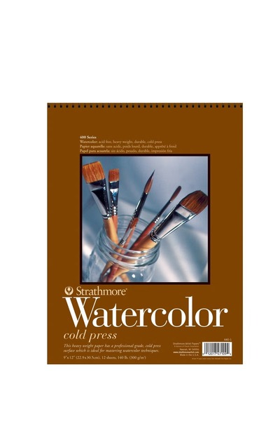 Strathmore لوحة ألوان مائية مضغوطة على البارد 300 جرام لكل متر مربع - 12 ورقة - ورق أبيض 23 × 30.5 سم