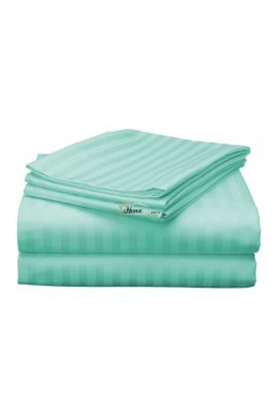 HomePuls Double Bed Sheet Damask Polycotton Stripe 1 cm, 220 x 230 cm, Jade Green