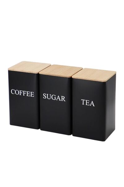 Generic NAVACALA Tea Coffee Sugar Canisters, 950ML 3 Piece of Metal Canister Storage Jar Container Set With