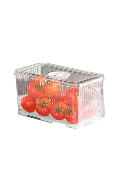 Generic Fridge Organizer Vegetables and Fruit Container with Lid, Handle and Drain Tray Stackable Refrigera