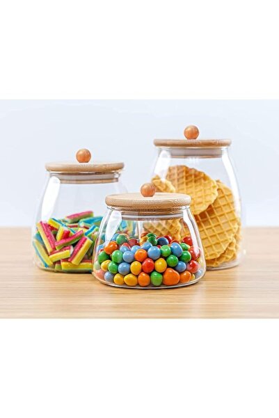 Generic BLACKSTONE Glass Jar Canister with Bamboo Lid Kitchen Container, Airtight Canisters for Kitchen Pan