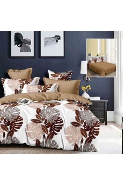 Ralex Set lenjerie de pat dublu din bumbac fin, 6 piese 220x240 cm, pilotă 200x230 cm, 2 fețe de pernă 50x70 cm și