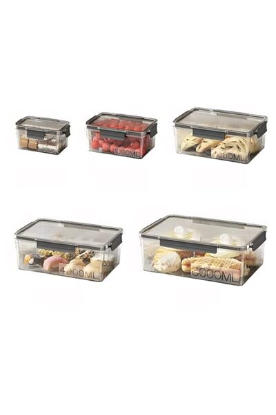 Generic 5-Piece Fresh-Keeping Sealed Food Storage Container Set for Fridge & Pantry – Fruits, Vegetables, S