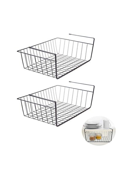 Generic Treetop 2Pcs Under Shelf Basket, Multifunctional Cabinet Storage Wire Basket Organizer For Kitchen