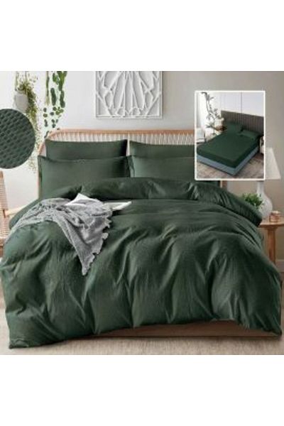 Ralex Double Bed Linen Creponata UNI 6 Pieces, Mattress Cover 160/180 x 200 cm, Duvet 200 x 230 cm, 2 Pill