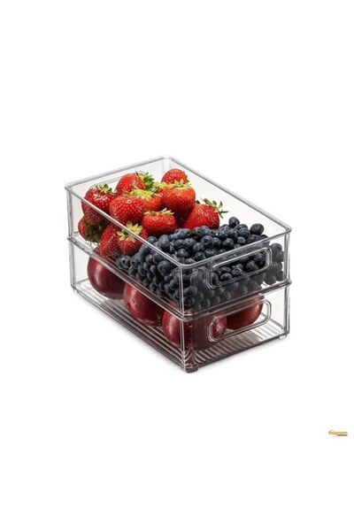 Generic Raxoom Fridge Organizers and Storage Containers | Stackable Clear Refrigerator Organizer Bins with