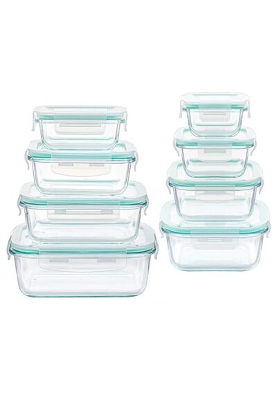 Generic KUAIJI 8 Pack Glass Food Storage Containers with Lids, Meal Prep Containers, Airtight Bento Boxes w