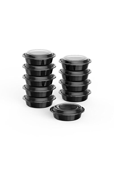 Generic كوزموبلاست ٤٧٥ مل عبوة من ١٠ حاويات ميكروويف RO١٦ سوداء بأغطية شفافة