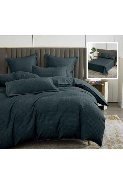 Ralex Double Bed Linen Finet Natur UNI Stripe 6 Pieces Black
