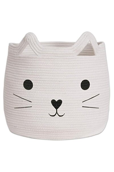 Generic Excefore Large Woven Cotton Rope Storage Basket with Cute Cat Design ...