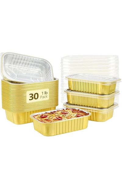 Generic NALACAL 1lb Small Aluminum Pans With Lids, 16oz Foil Baking Tins Leftover Containers Takeout To Foo