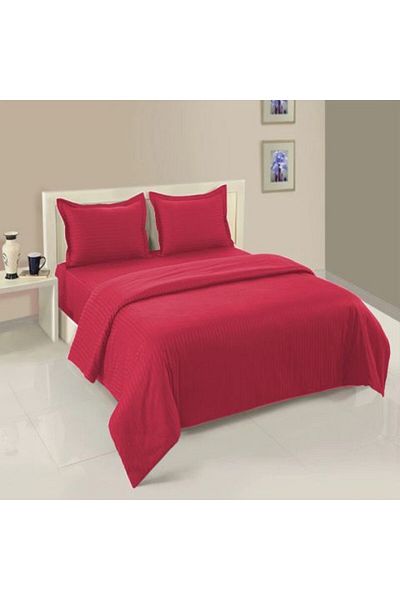 HomePuls Bed Linen with Elastic for Damask Polycotton Sheet, Red Persian, 1 cm Stripe
