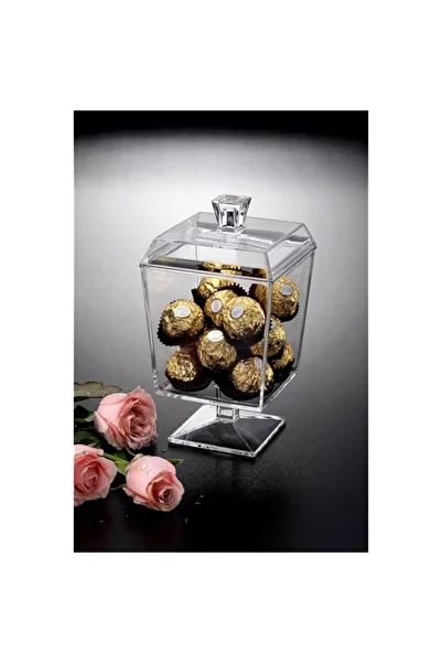 Generic Vague Acrylic Square Candy Jar, Large, Transparent
