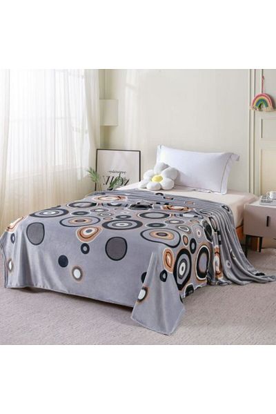 Ralex Cocolino Printed Blanket 200 x 230 cm, Gray with Circles