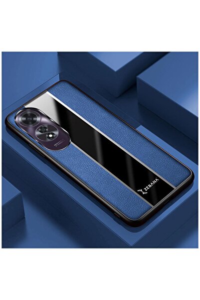 Zebana حافظة متوافقة مع هاتف اوبو A60 مصنوعة من الجلد الفاخر باللون الأزرق