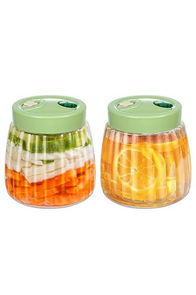 Generic Glass Fermentation Jars Set, 2 Pack Kimchi Containers with Air Release Vents, Mason Jars for Home f