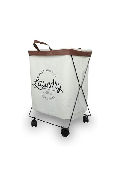 Generic HOME DWELL Four-Wheeled Iron Frame Laundry Basket/Laundry Bag - 42 x ...