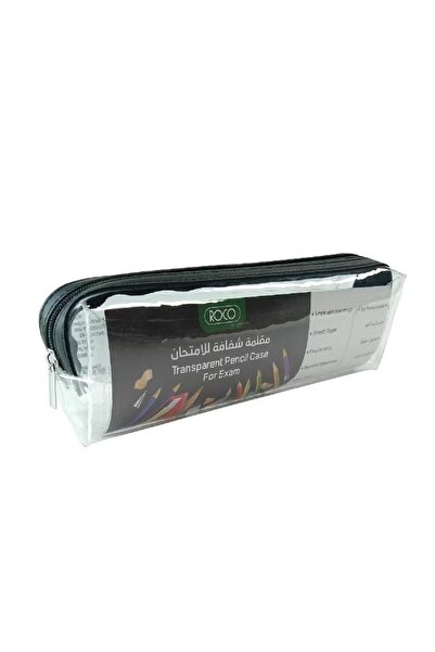 Roco حافظة أقلام رصاص شفافة مستديرة وناعمة - أسود