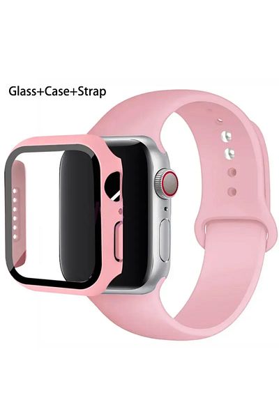 Choice 40mm series 654 se 24 Vintage rose Sport band+Glass+Case For Apple Watch bands 44mm 40mm 45mm 41mm 3