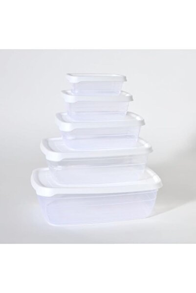 Generic مجموعة حاويات هوم بوكس سبيكترا بيرل، مكونة من 5 قطع، شفافة/بيضاء