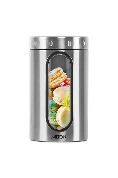 Generic MILTON Steel Crispy 2500 Storage Jar, 2.5 Litres, Silver | Light Weight | Odour Proof | Dishwasher
