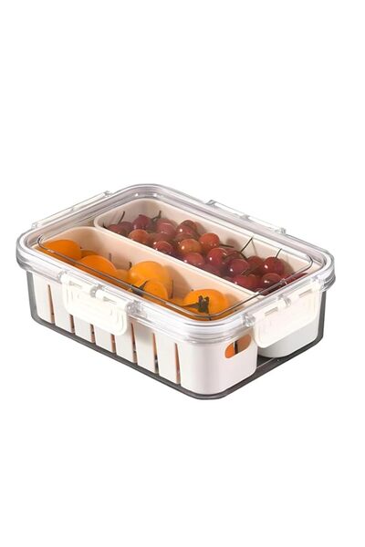 Generic Aputue Refrigerator Organizer Bins with Lids, Portable Airtight Fruit Storage Container with Lid, S
