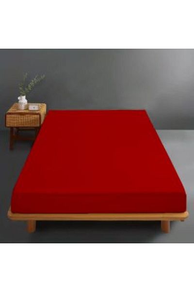 Ralex 100% Cotton Jersey Knit Mattress Cover for 160x200 cm Bed, Red