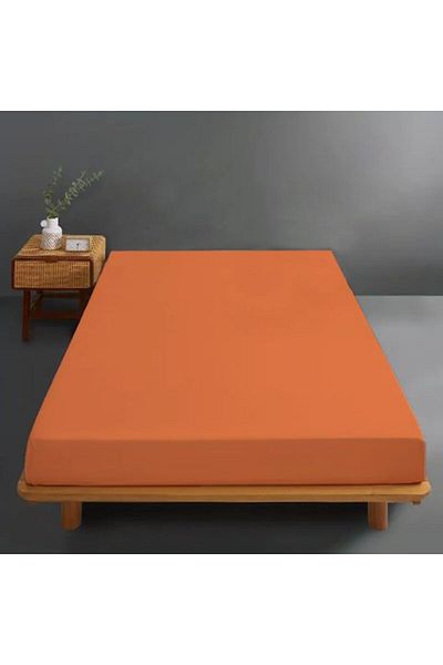Ralex Tricot Jersey Cotton Bed Cover 140 x 200 cm Orange