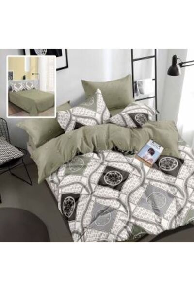 Ralex Double bed linen, cotton Finet, 6 pieces, Gray-Green, Pucioasa M 383