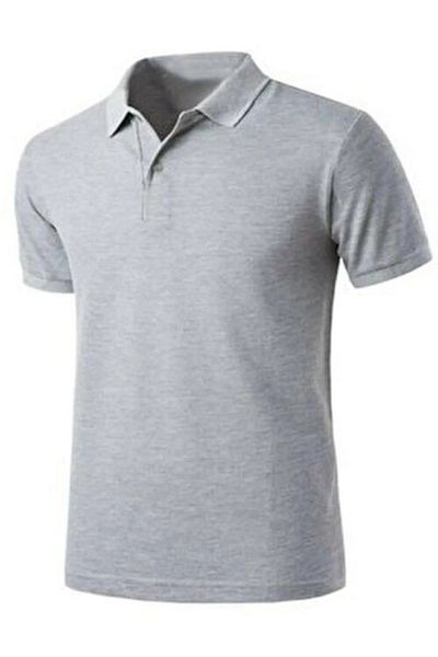 Sereia Short Sleeve Polo Collar Casual 2 Button Gray T-Shirt - Gray - Sreiaumu-Kgiss-Gri-Yet