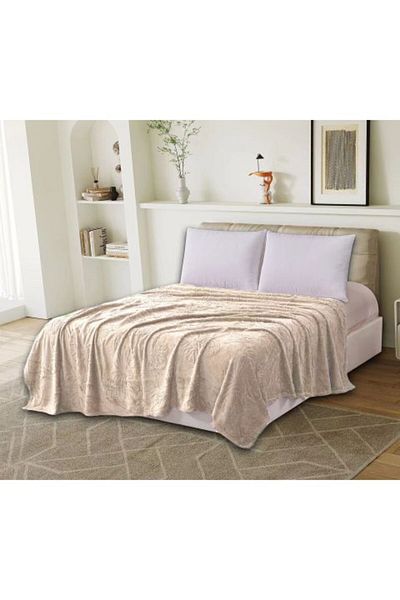 Ralex Cocolino UNI blanket for double bed 200 x 230 cm, Cappuccino butterfly pattern