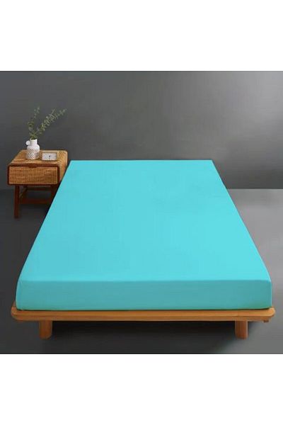 Ralex Bed Cover Jersey Knit Cotton 100%, for Mattress 160 x 200 cm, Blue
