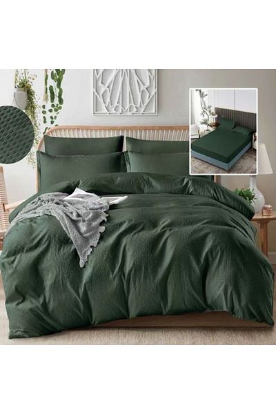Ralex Double Bed Linen Creponata UNI 6 Pieces, Mattress Cover 160/180 x 200 cm, Duvet 200 x 230 cm, 2 Pill
