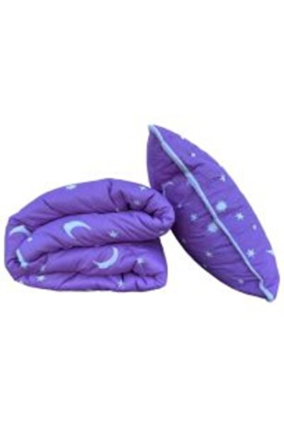 Ralex Package Quilted Duvet 140 x 200 cm and 1 Pillow 50 x 70 cm, Stars and Moon Design, Blue