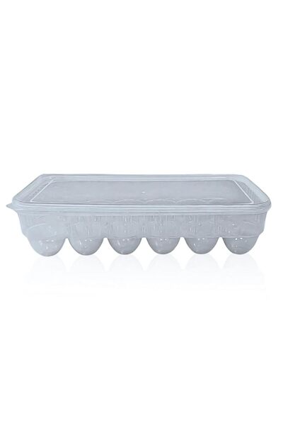 Generic FEELINGS Egg Storage Container, 18-Egg Capacity, Clear Plastic Organizer with Lid, 31 x 7.5 cm