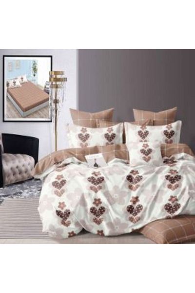 Ralex Double Bed Linen Set Finet Cotton 6 Pieces with Mattress Cover 160 x 200 or 180 x 200 cm, Duvet 200