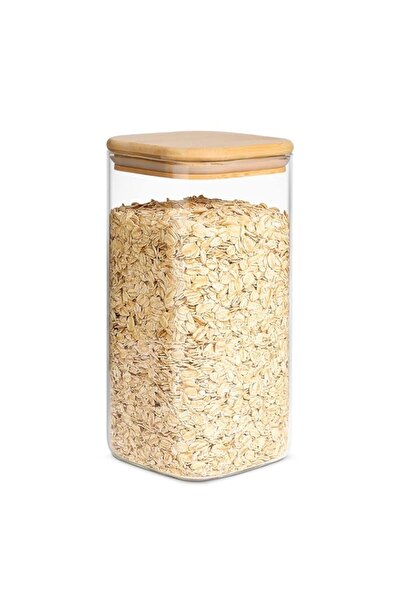 Generic برطمانات تخزين زجاجية من كوم ساف، سعة 1500 مل، بغطاء من الخيزران، برط...