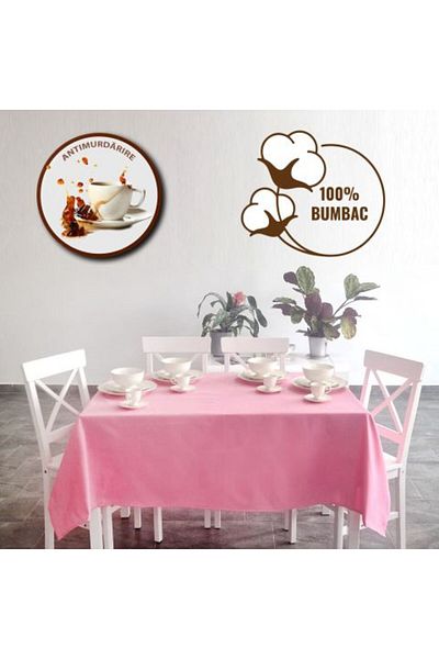 Ralex Stain-resistant Tablecloth 100% Cotton 140 x 180 cm, Modern Pink FMA 109