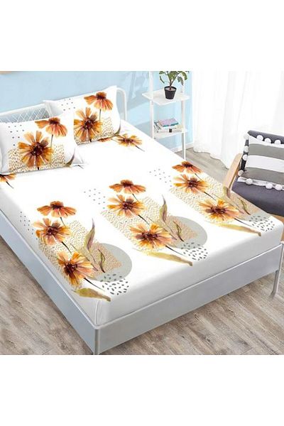Ralex Set husă pat Finet + 2 fețe perne pentru saltea de 160 x 200 cm, Floarea soarelui