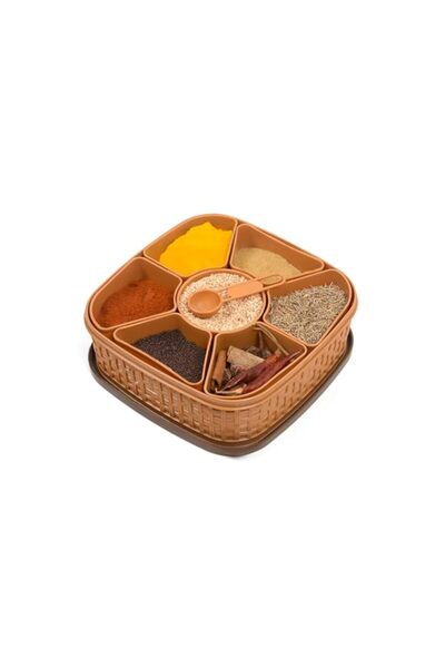 Generic Clazkit Plastic Square 7 Section Multipurpose Masala Dabba, Spice Box Set - Color May Vary