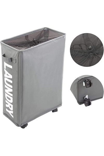 Generic JASDF Laundry Basket on Wheels, Waterproof Slim Laundry Storage Hamper Corner Storage Bag Collapsib