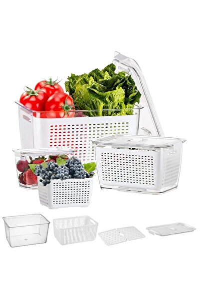 Generic 3 Sets Fruit Storage Containers for Fridge, Fresh Produce Saver, 6-in-1 Food Storage Container Orga