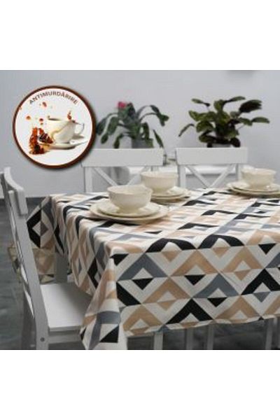 Ralex Anti-stain Table Cloth 100% Cotton 140 x 180 cm, Modern Black-White