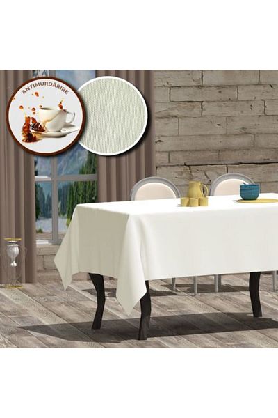 Ralex Stain-Resistant Tablecloth 100% Cotton 140 x 180 cm, Elegant Cream
