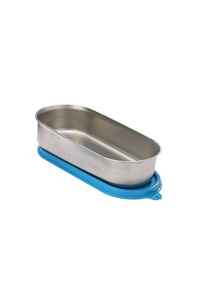 Generic SIGNORA WARE 650Ml Flat Oval Stainless Steel Container With Lid,Food Grade Bpa Free,Airtight And Le